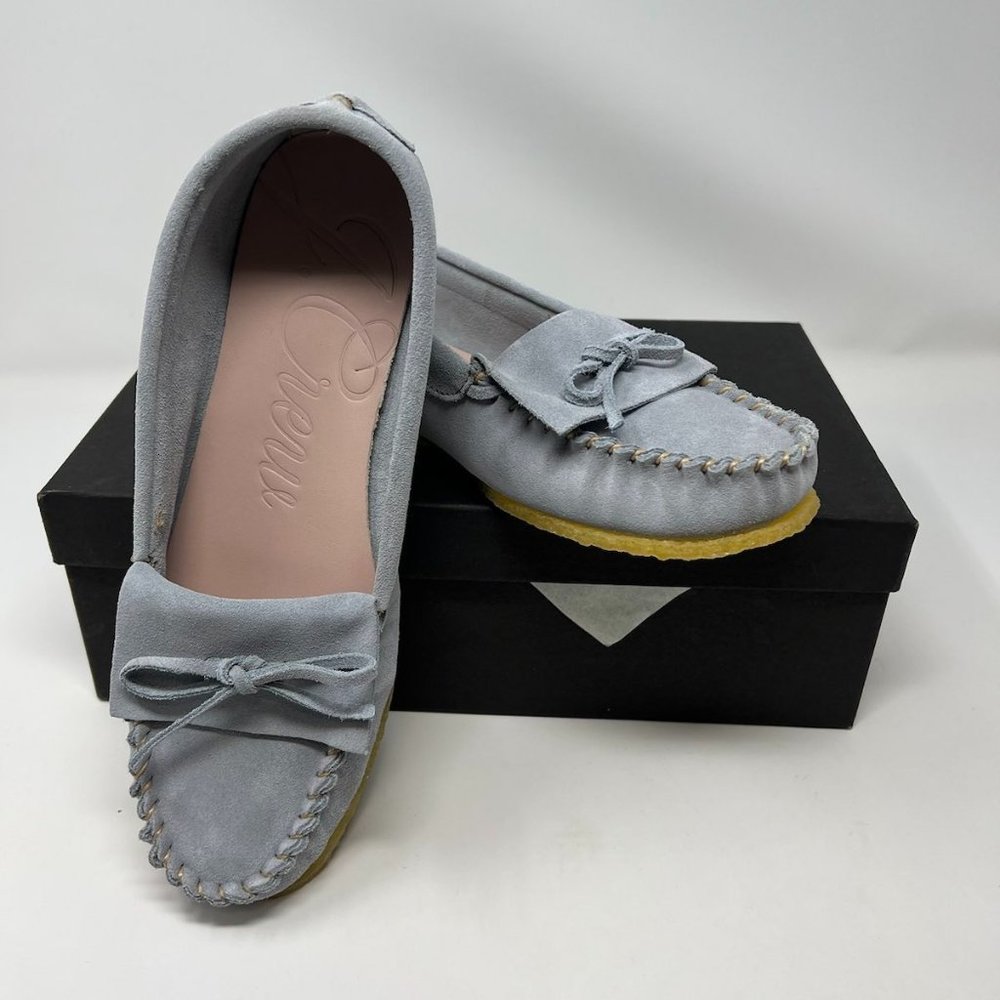 NIB J. Crew Unlined Sueded Moccasins Size 9 1/2 Peri Shadow